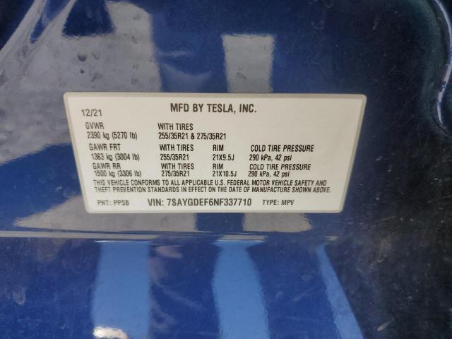 2022 TESLA MODEL Y - 7SAYGDEF6NF337710