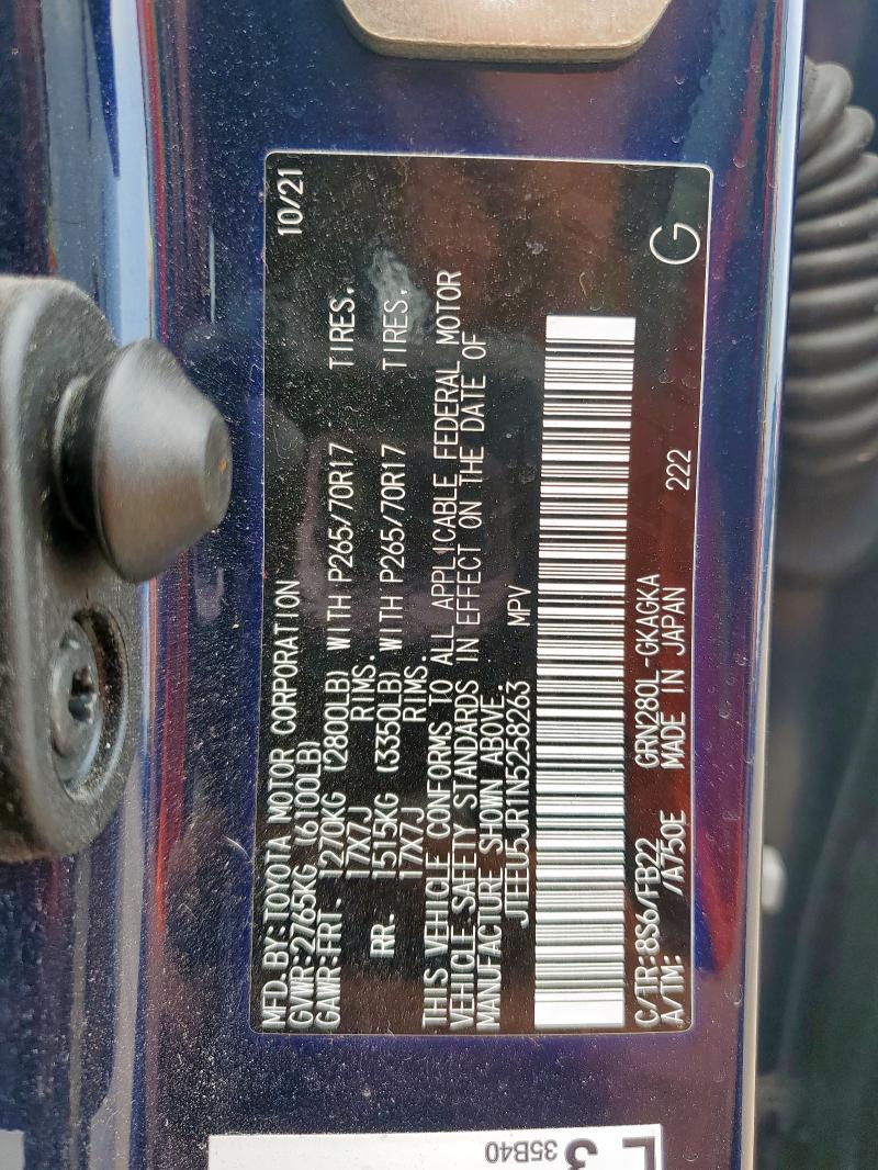 2022 TOYOTA 4RUNNER SR JTEEU5JR1N5258263