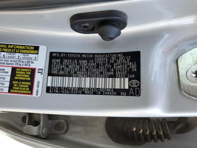 2013 TOYOTA COROLLA BA - 2T1BU4EE7DC108037