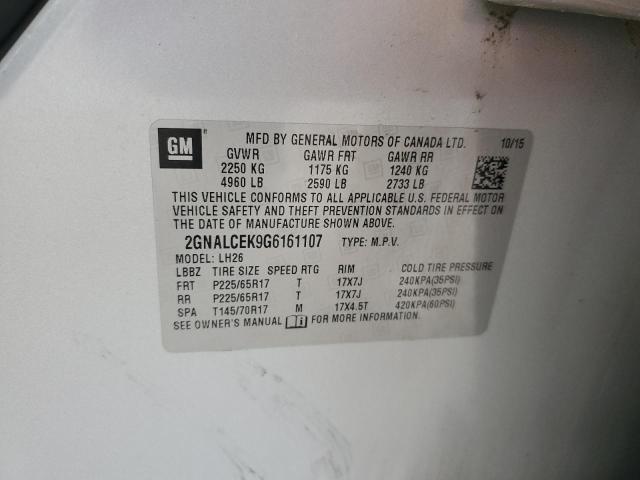 2016 CHEVROLET EQUINOX LT - 2GNALCEK9G6161107