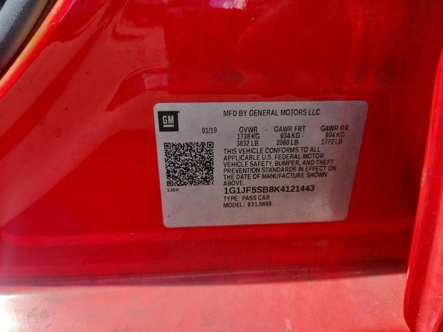 2019 CHEVROLET SONIC PREM 1G1JF5SB8K4121443