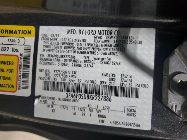2019 FORD FUSION TIT - 3FA6P0SU8KR227886