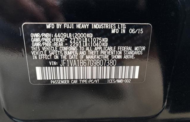 2016 SUBARU WRX JF1VA1B67G9807380