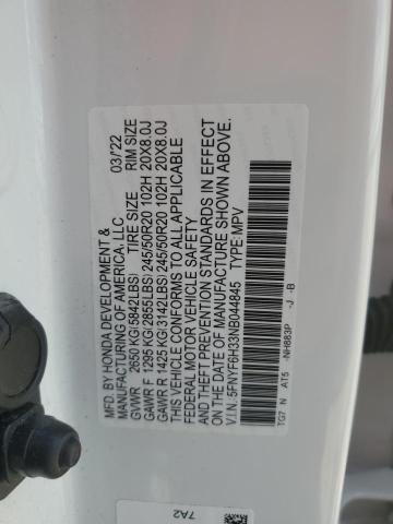 2022 HONDA PILOT SPOR - 5FNYF6H33NB044845