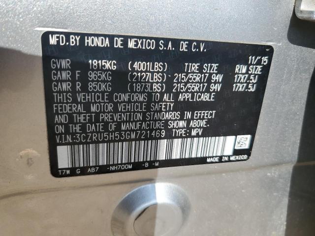 2016 HONDA HR-V EX 3CZRU5H53GM721469