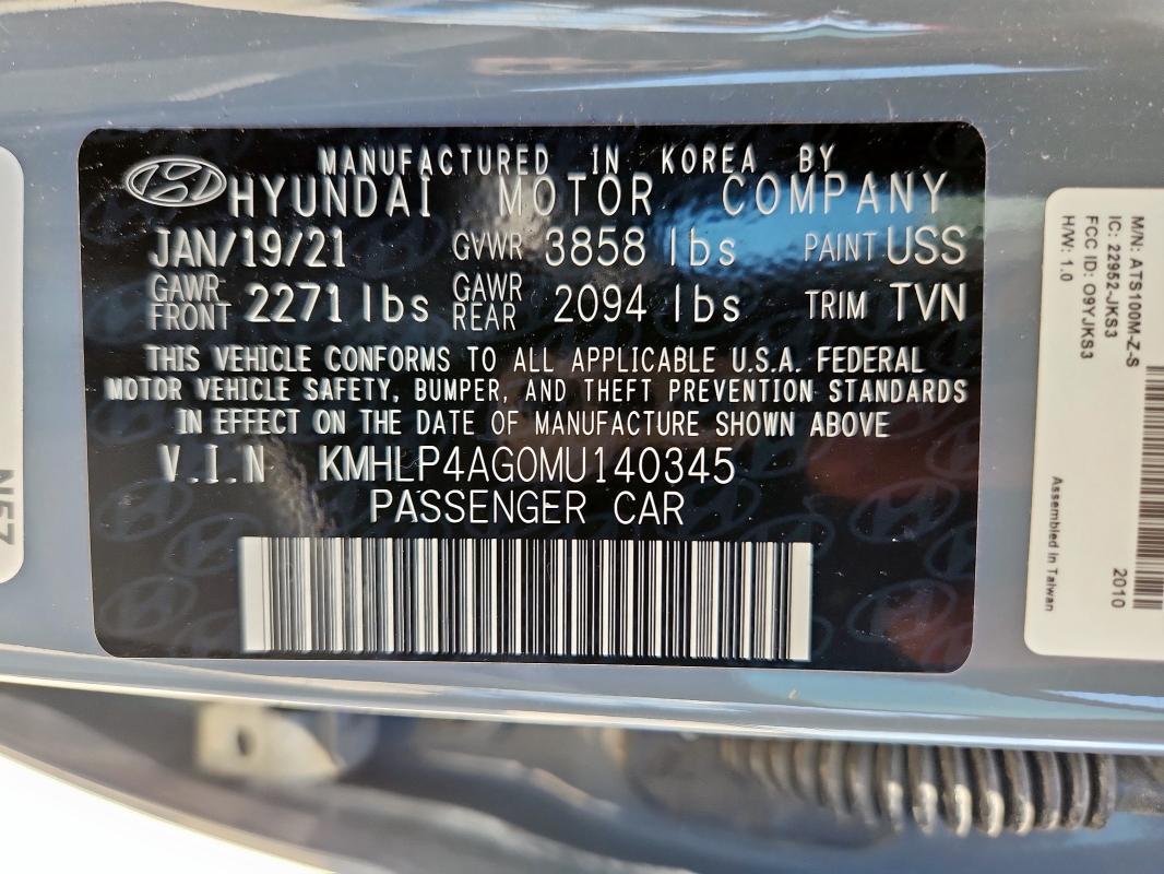 2021 HYUNDAI ELANTRA LI KMHLP4AG0MU140345