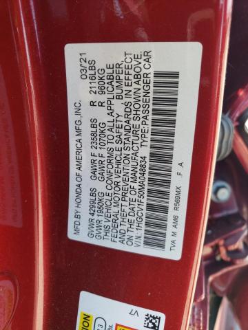 2021 HONDA ACCORD EXL 1HGCV1F50MA048834
