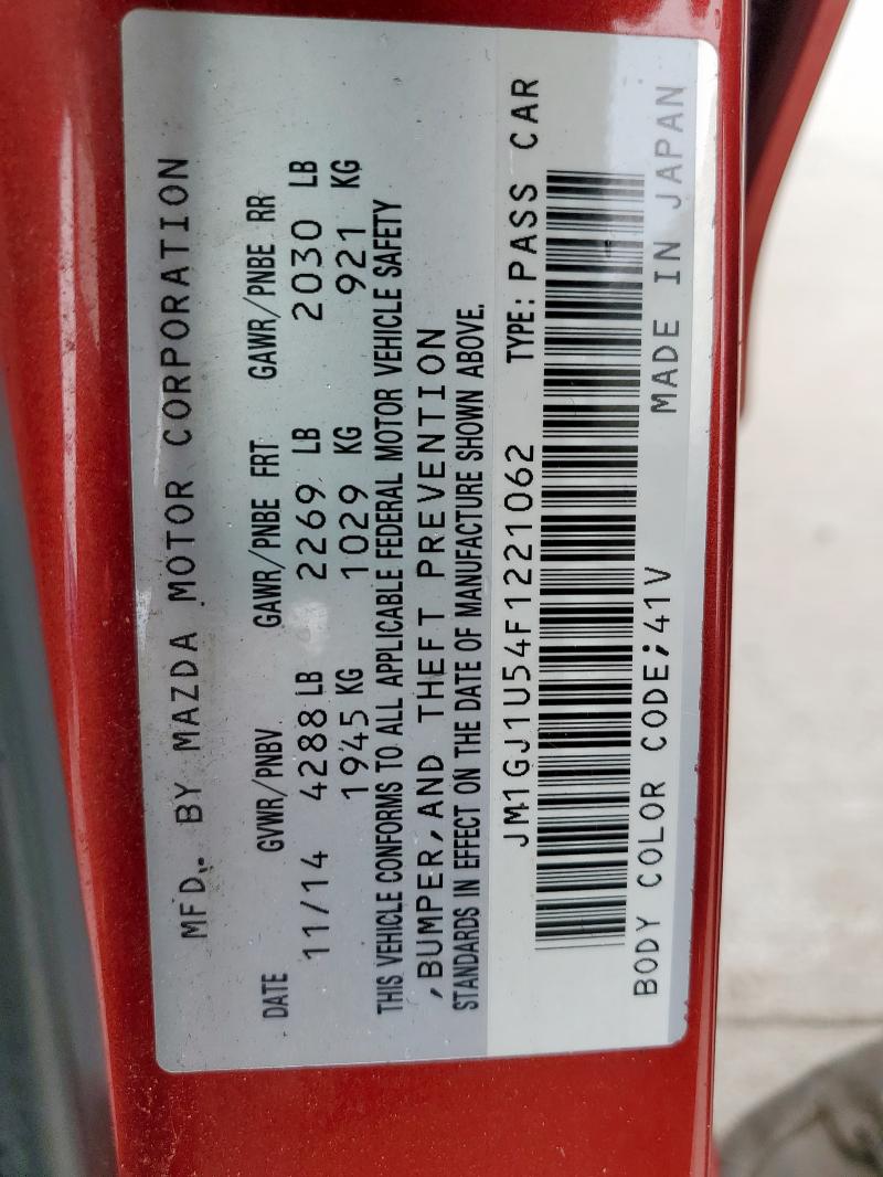 2015 MAZDA 6 SPORT JM1GJ1U54F1221062