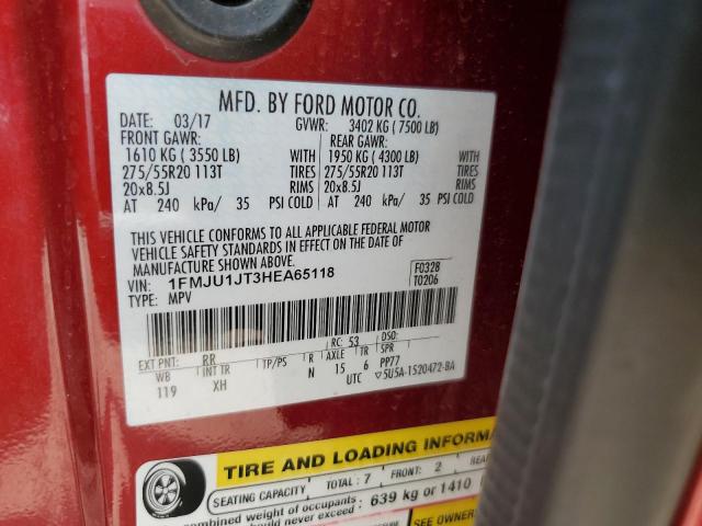 2017 FORD EXPEDITION - 1FMJU1JT3HEA65118