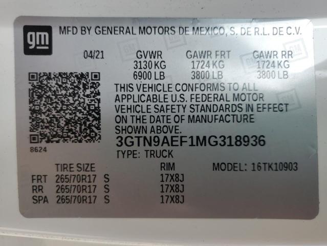 2021 GMC SIERRA K15 3GTN9AEF1MG318936