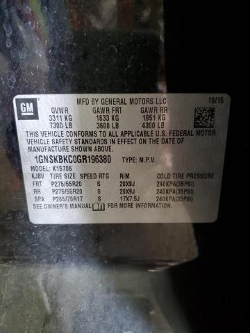 2016 CHEVROLET TAHOE K150 1GNSKBKC0GR196380