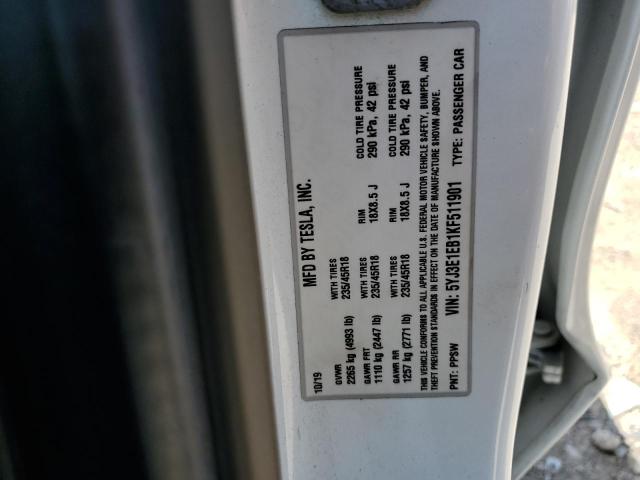 2019 TESLA MODEL 3 - 5YJ3E1EB1KF511901
