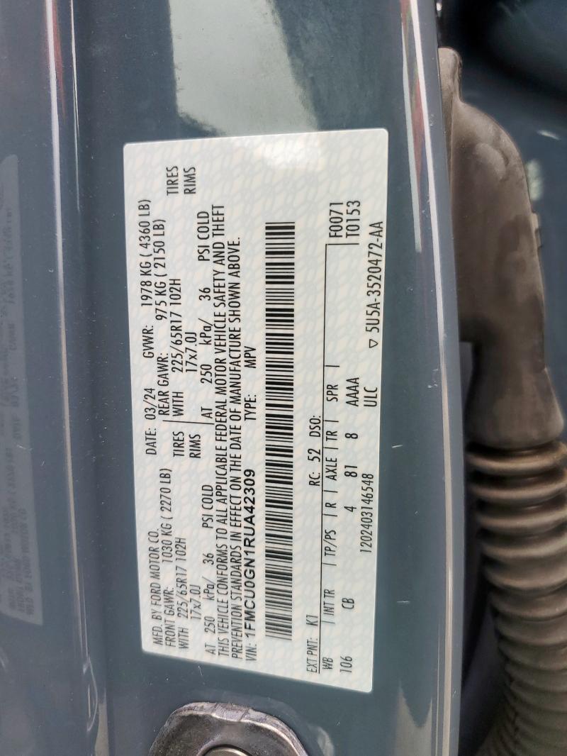 2024 FORD ESCAPE ACT 1FMCU0GN1RUA42309