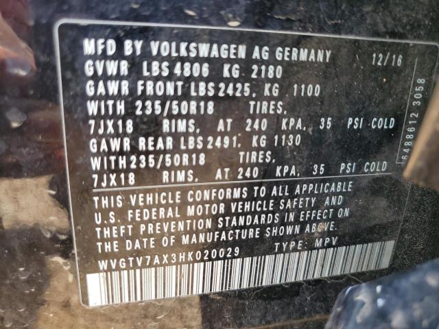 2017 VOLKSWAGEN TIGUAN SPO WVGTV7AX3HK020029