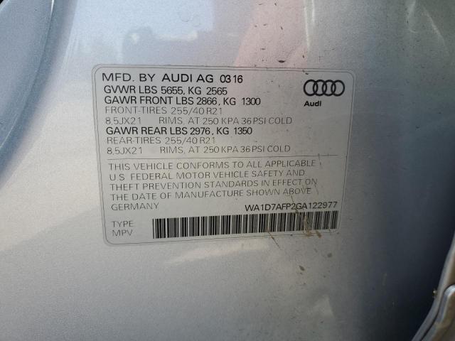 2016 AUDI Q5 PREMIUM WA1D7AFP2GA122977
