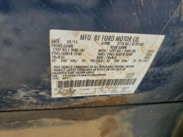 2016 FORD EXPLOR XLT 1FM5K7D84GGB09695