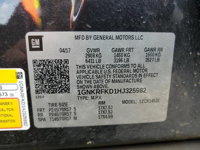 2017 CHEVROLET TRAVERSE L - 1GNKRFKD1HJ325982