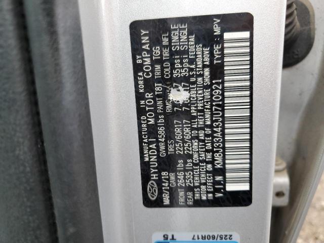 2018 HYUNDAI TUCSON SEL KM8J33A43JU710921