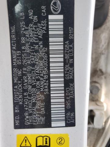 2019 LEXUS ES 350 58ABZ1B15KU039712