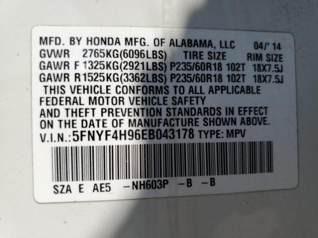 2014 HONDA PILOT TOUR - 5FNYF4H96EB043178