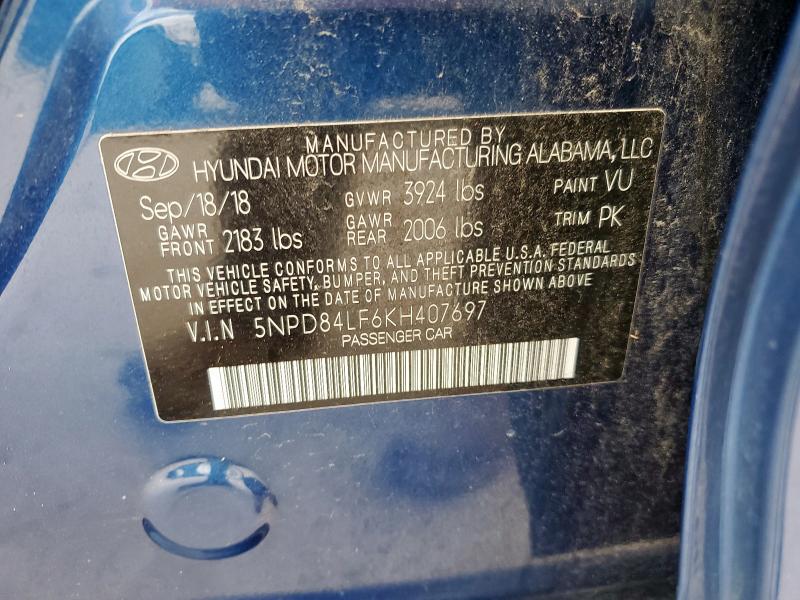 2019 HYUNDAI ELANTRA SE 5NPD84LF6KH407697