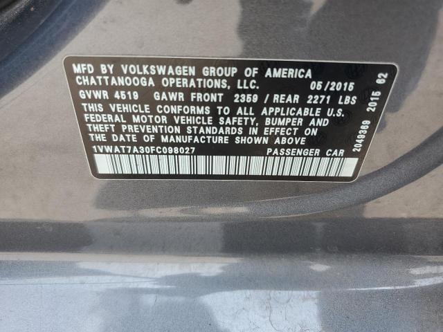 2015 VOLKSWAGEN PASSAT S - 1VWAT7A30FC098027