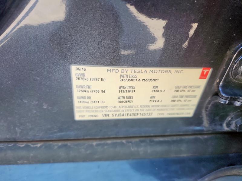 2016 TESLA MODEL S - 5YJSA1E40GF145137