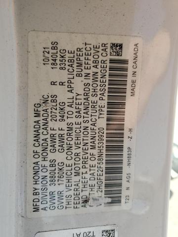 2022 HONDA CIVIC SPOR 2HGFE2F58NH539920