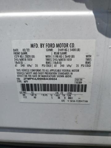 2022 FORD EDGE SEL - 2FMPK4J96NBA30604