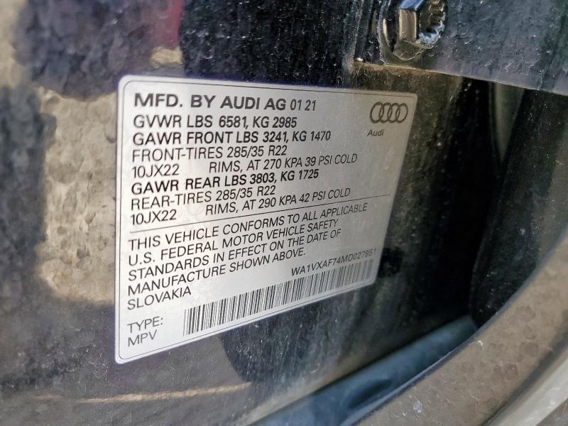 2021 AUDI Q7 PRESTIG WA1VXAF74MD027951