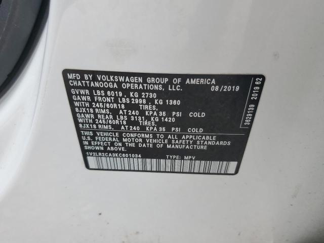 2019 VOLKSWAGEN ATLAS SE 1V2LR2CA3KC601034