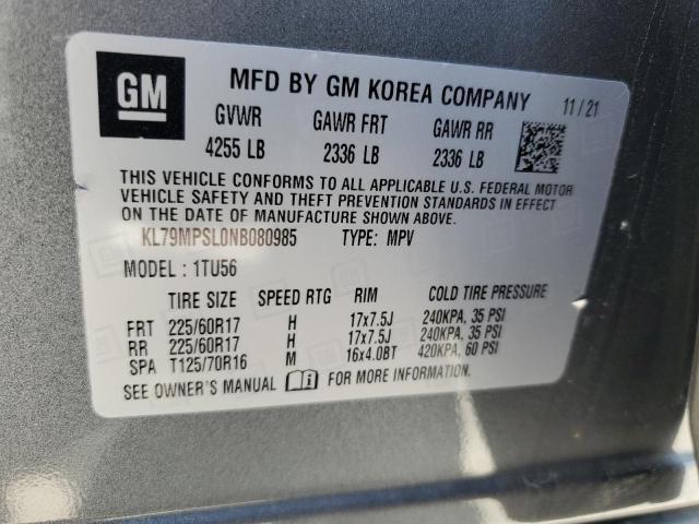 2022 CHEVROLET TRAILBLAZE - KL79MPSL0NB080985