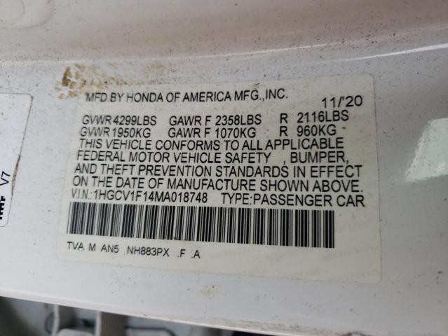 2021 HONDA ACCORD LX 1HGCV1F14MA018748