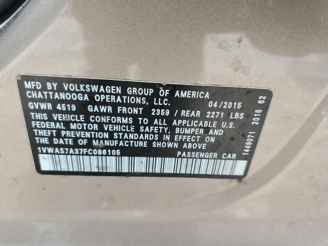 2015 VOLKSWAGEN PASSAT S - 1VWAS7A37FC086105