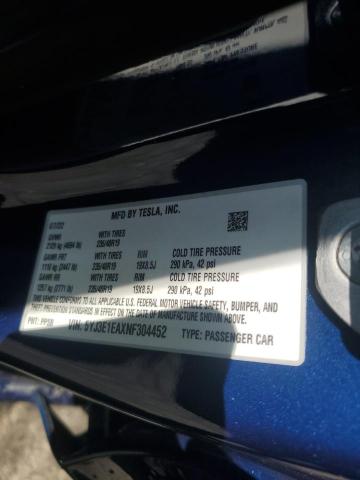 2022 TESLA MODEL 3 - 5YJ3E1EAXNF304452
