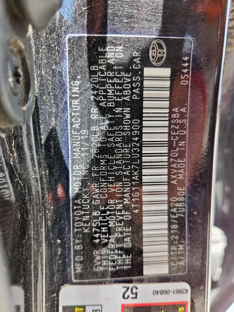 2020 TOYOTA CAMRY SE - 4T1G11AK7LU324900