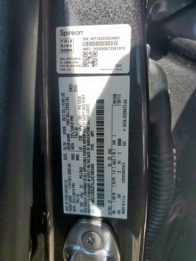 2020 FORD ESCAPE TIT 1FMCU0DZ1LUC38345