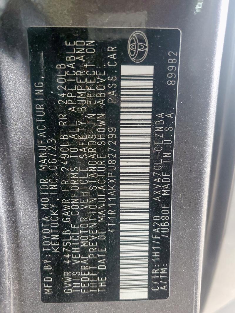 2023 TOYOTA CAMRY LE 4T1R11AKXPU827299