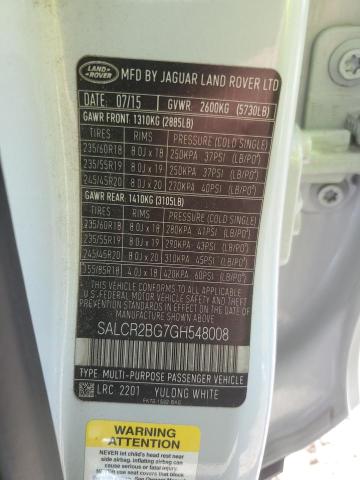 2016 LAND ROVER DISCOVERY SALCR2BG7GH548008