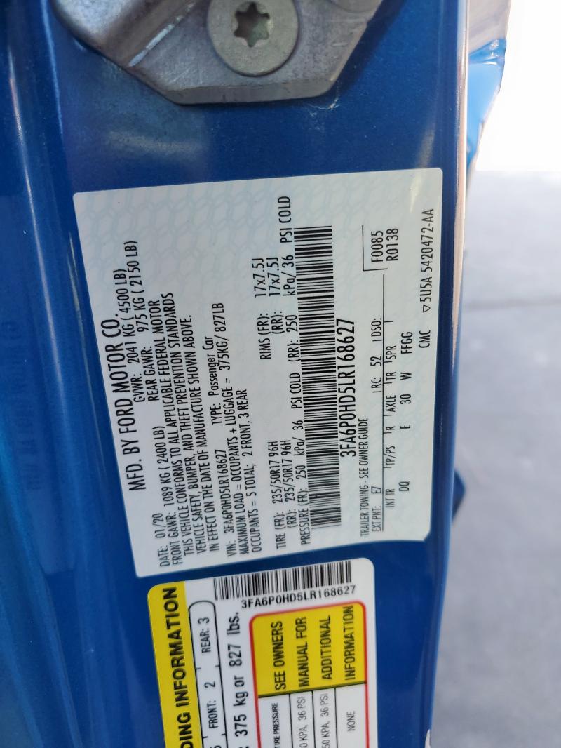 2020 FORD FUSION SE 3FA6P0HD5LR168627