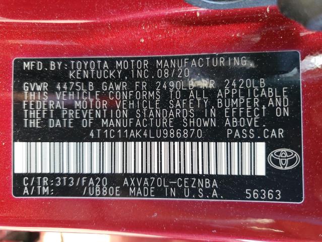 2020 TOYOTA CAMRY LE - 4T1C11AK4LU986870