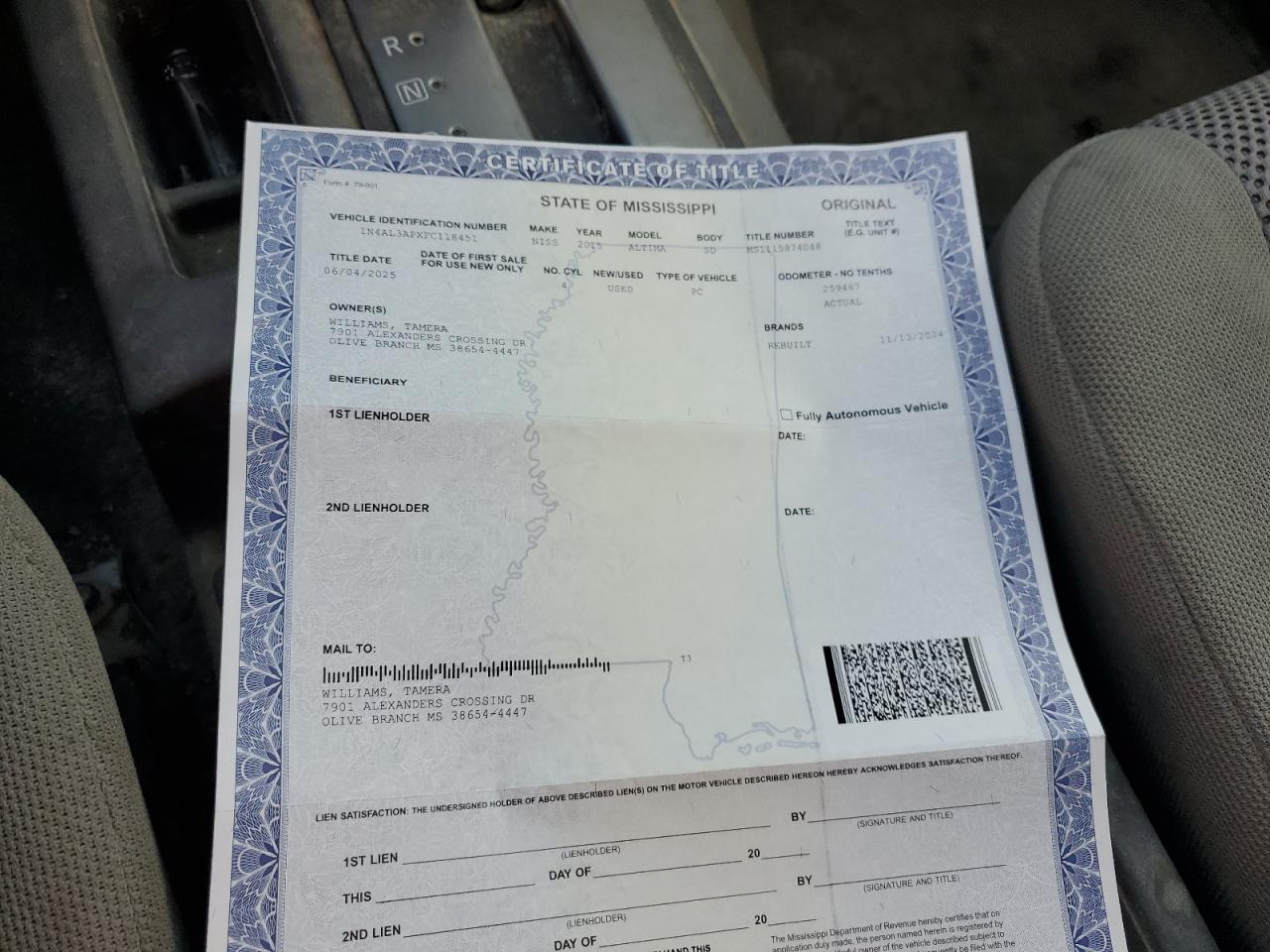 Nissan Altima 2.5 2015