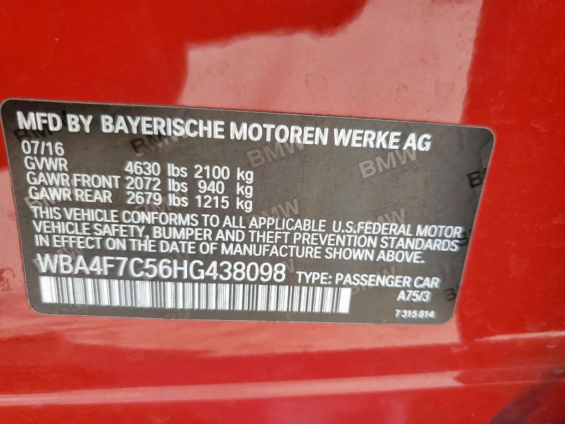 2017 BMW 430I GRAN WBA4F7C56HG438098