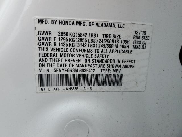 2020 HONDA PILOT EX 5FNYF6H36LB039412