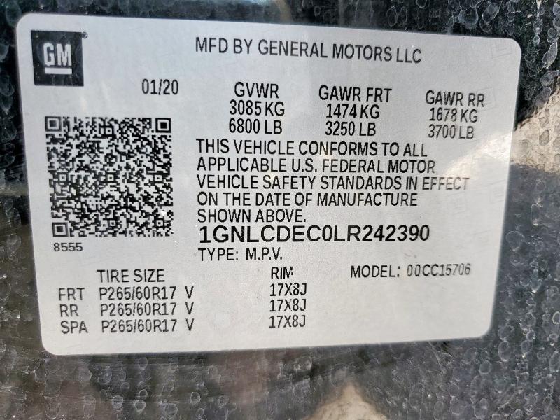 2020 CHEVROLET TAHOE POLI 1GNLCDEC0LR242390