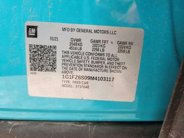 2021 CHEVROLET BOLT EV 1G1FZ6S09M4103117