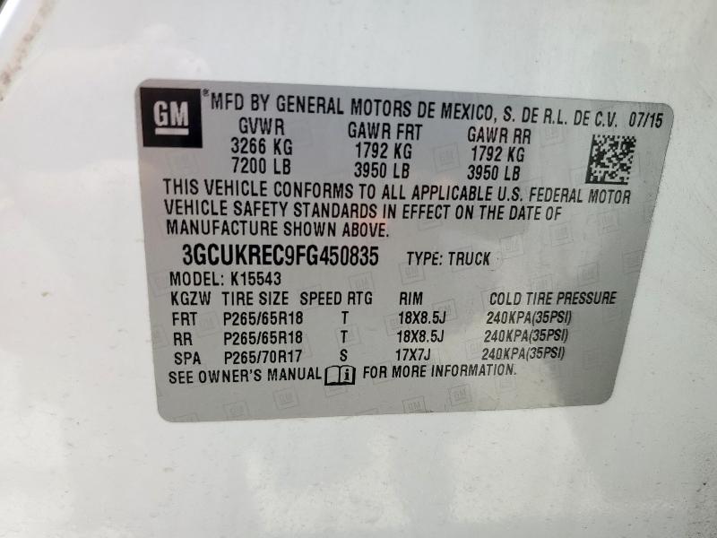 2015 CHEVROLET SILVERADO - 3GCUKREC9FG450835