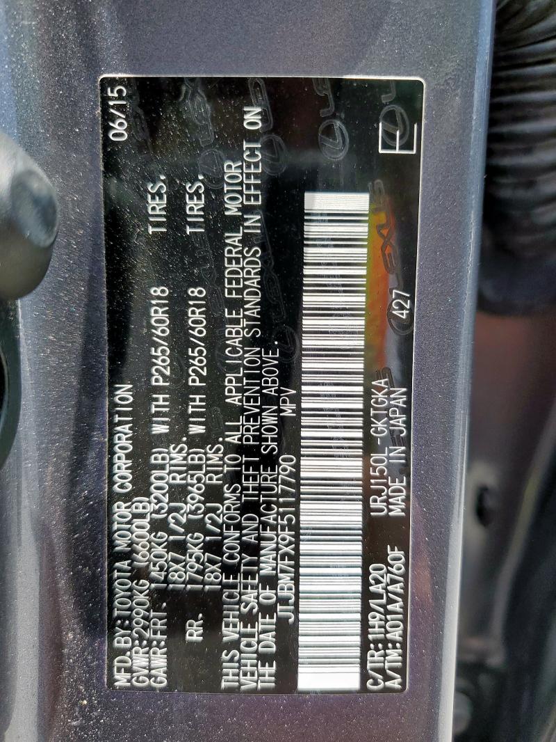 2015 LEXUS GX 460 JTJBM7FX9F5117790