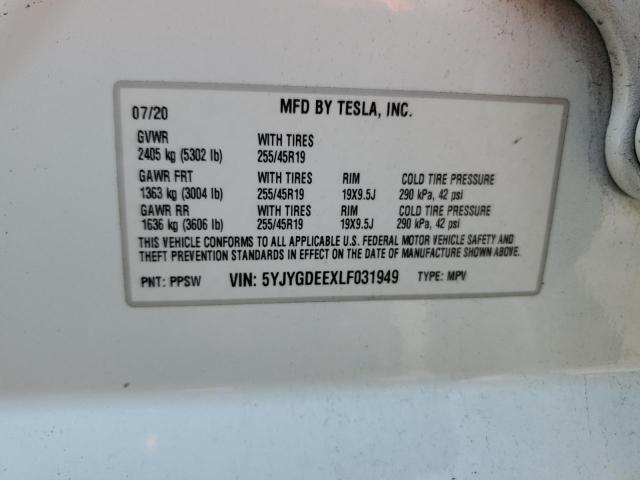 2020 TESLA MODEL Y - 5YJYGDEEXLF031949