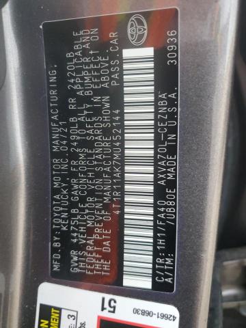 2021 TOYOTA CAMRY LE - 4T1R11AK7MU452144
